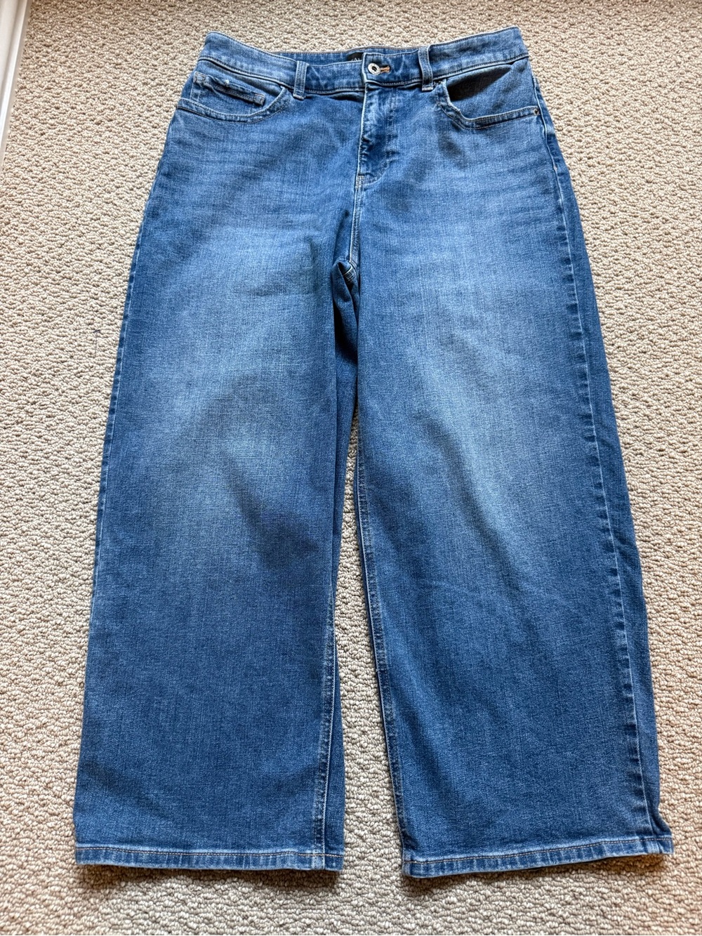 Talbots Wide Leg Cropped Jeans Women’s Size 10 Medium Wash High Rise Denim